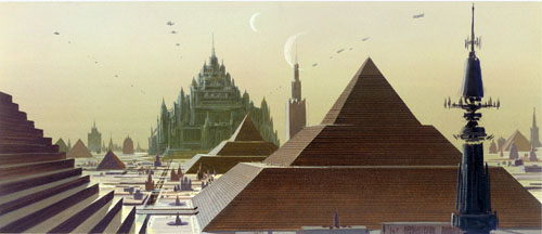 Pyramiden unter einem braunen Himmel