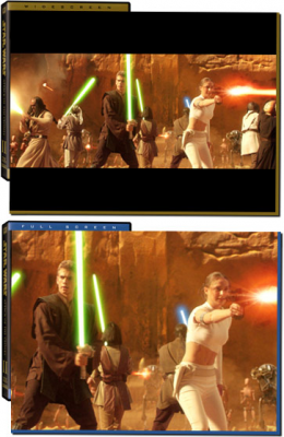 Anakin und Padmé in der Schlacht von Geonosis in Breit- und Vollbild
