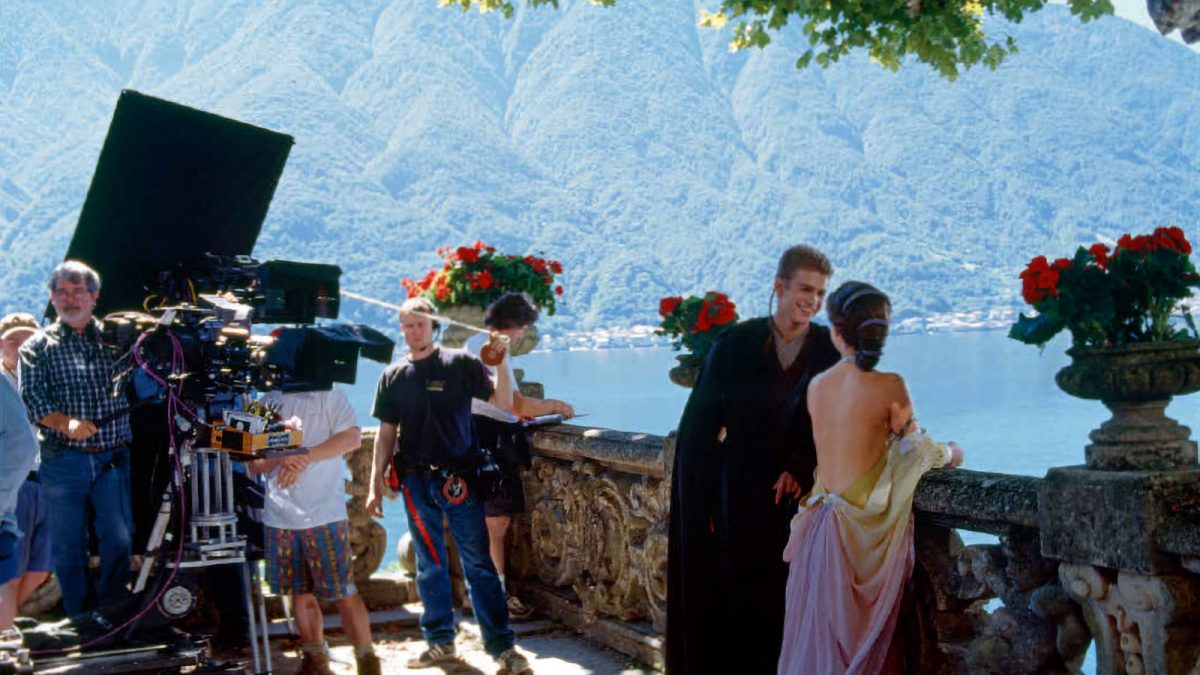 George Lucas dreht am 1. September 2000 am Comer See
