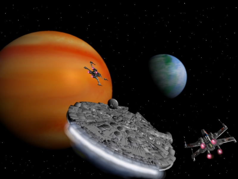 Der Millenium Falken im Anflug auf Yavin4