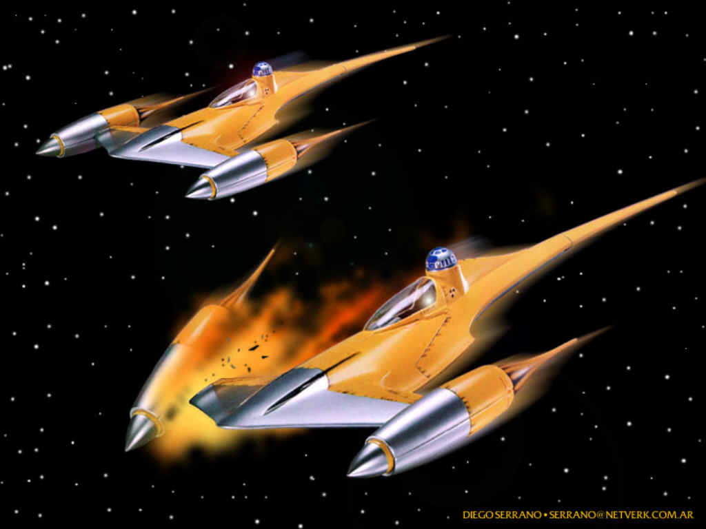 brennender Naboofighter