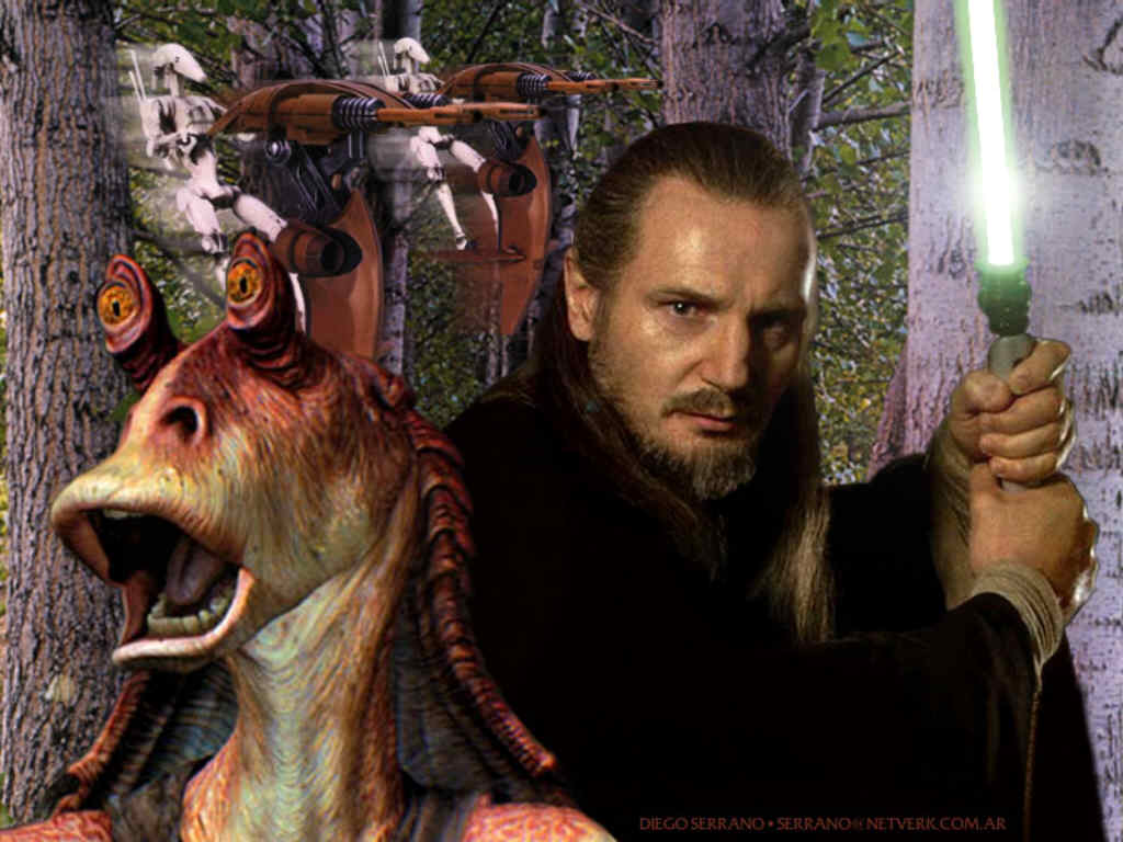 Qui Gon und Jar Jar